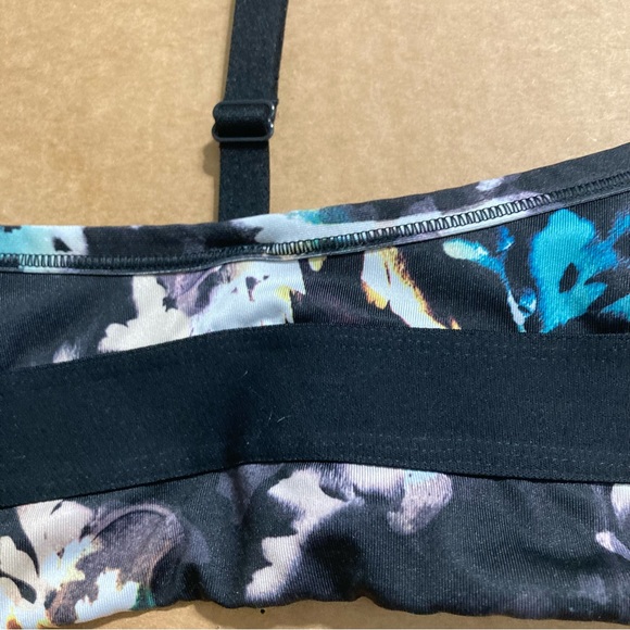 NIKE Indy Floral Dri Fit Black White Green Tan Sports Athletic Exercise Bra LRG - Picture 7 of 13